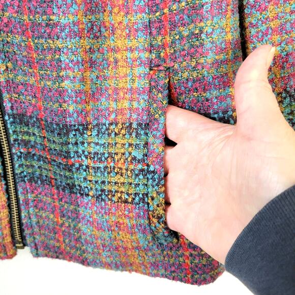 Christopher & Banks Dress Jacket Women's M Multi Tweed Boucle Plaid NEW - Picture 3 of 10
